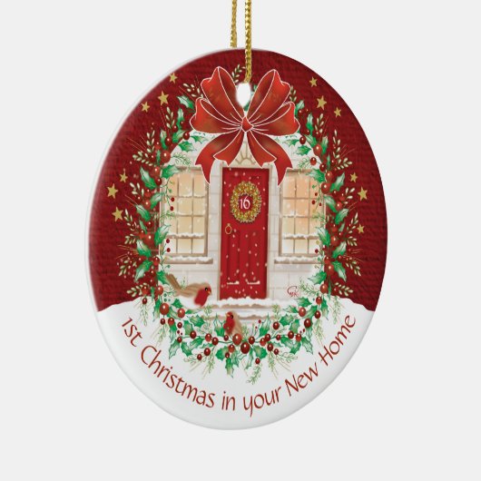 Paar's eerste kerst nieuw startpunt, 2 robots keramisch ornament (Rechts)