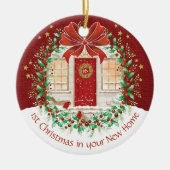 Paar's eerste kerst nieuw startpunt, 2 robots keramisch ornament (Voorkant)