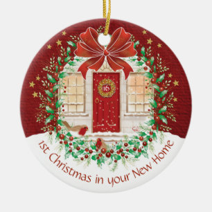 Paar's eerste kerst nieuw startpunt, 2 robots keramisch ornament