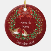 Paar's eerste kerst nieuw startpunt, 2 robots keramisch ornament (Achterkant)