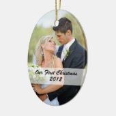 Paar's eerste kerstfoto-versiering keramisch ornament (Links)