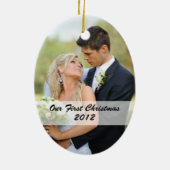 Paar's eerste kerstfoto-versiering keramisch ornament (Achterkant)