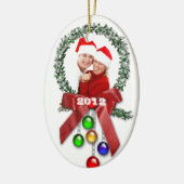 Paar's eerste kerstfotoversiering keramisch ornament (Links)