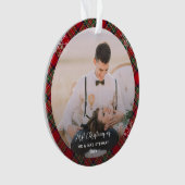 Paar's Eerste Kerstmis Foto's Stewart Tartan Ornament (voorkant)