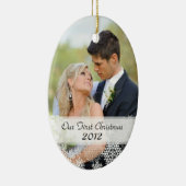 Paar's eerste kerstversiering met foto keramisch ornament (Rechts)
