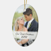 Paar's eerste kerstversiering met foto keramisch ornament (Links)