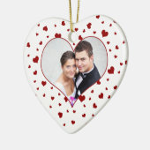 Paar's eerste Valentijnsdag Fotoversiering Keramisch Ornament (Links)