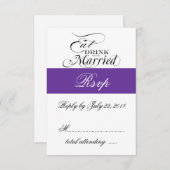 Paars Eet, Drink, Wees Getrouwd Huwelijks RSVP (Voorkant / Achterkant)