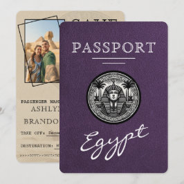 Paars Egyptisch Paspoort Trouw Save the Date