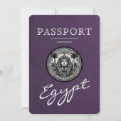 Paars Egyptisch Paspoort Trouw Uitnodiging (Voorkant)