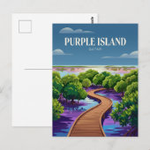 Paars Eiland Qatar Briefkaart (Voorkant / Achterkant)