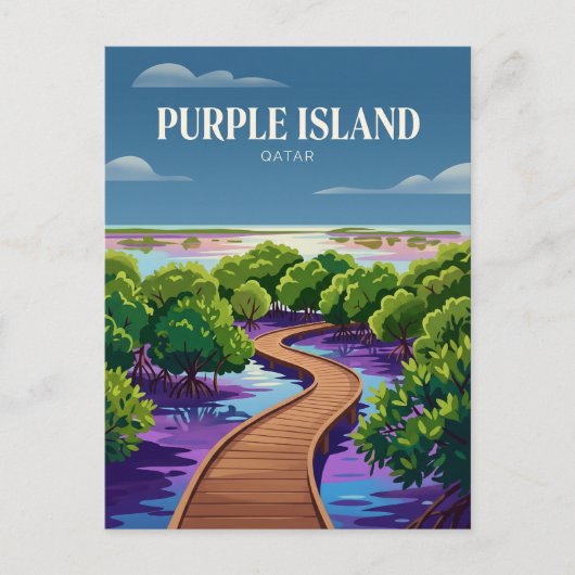 Paars Eiland Qatar Briefkaart (Voorkant)