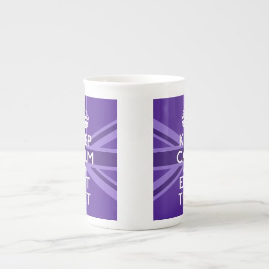 Paars Elegance Keep Calm Jouw tekst Union Jack Porselein Kop (Voorkant)