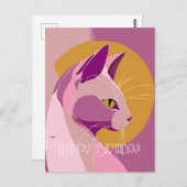 Paars Elegant Cat Birthday Briefkaart (Voorkant / Achterkant)