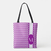 Paars Elegant Chevron Design met monogram Tote Bag (Achterkant)