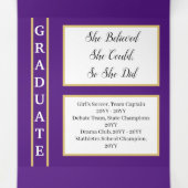 Paars Elegant Classy 8 Foto Afstuderen Drieluik Aankondiging (Binnenkant midden)