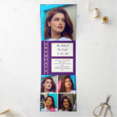 Paars Elegant Classy 8 Foto Afstuderen Drieluik Aankondiging (Binnen)