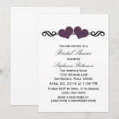 Paars Elegant Hearts Vrijgezellenfeest uitnodigen Kaart (Voorkant / Achterkant)