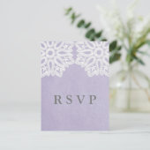 Paars Elegant Lace RSVP Briefkaart (Staand voorkant)