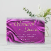 Paars Elegant Minimal Wedding Rehearsal Dinner Kaart (Staand voorkant)