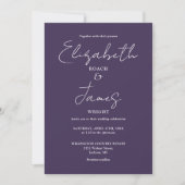 Paars Elegant Minimalistisch Script Foto Bruiloft Kaart (Voorkant)