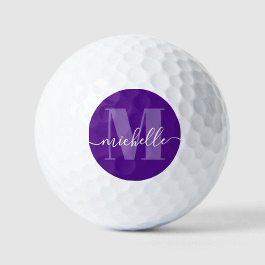 Paars Elegant modern monogram Golfballen (Voorkant)
