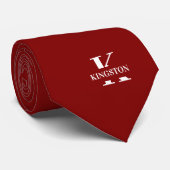 Paars Elegant Monogram + Naam Stropdas (Opgerold)