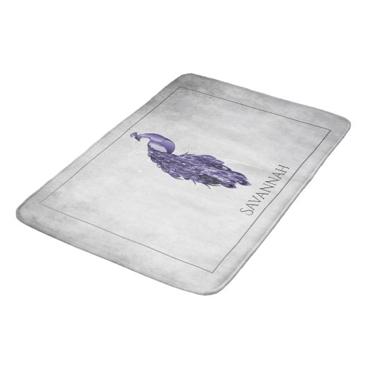 Paars Elegant Peacock - Gepersonaliseerd Bath Mat (Gekanteld)