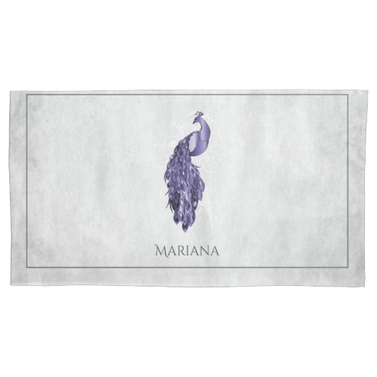 Paars Elegant Peacock Pillow Hoesje Kussensloop (Voorkant)