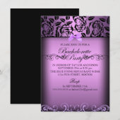 Paars Elegant Roos Bachelorette Party Invite Kaart (Voorkant / Achterkant)