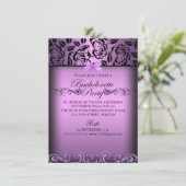 Paars Elegant Roos Bachelorette Party Invite Kaart (Staand voorkant)