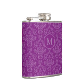 Paars Elegant Vintage Damast Monogram Heupfles (Rechts)