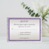 Paars - Elegante Glitter Bruiloft RSVP Kaartje (Staand voorkant)