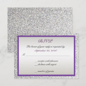 Paars - Elegante Glitter Bruiloft RSVP Kaartje (Voorkant / Achterkant)