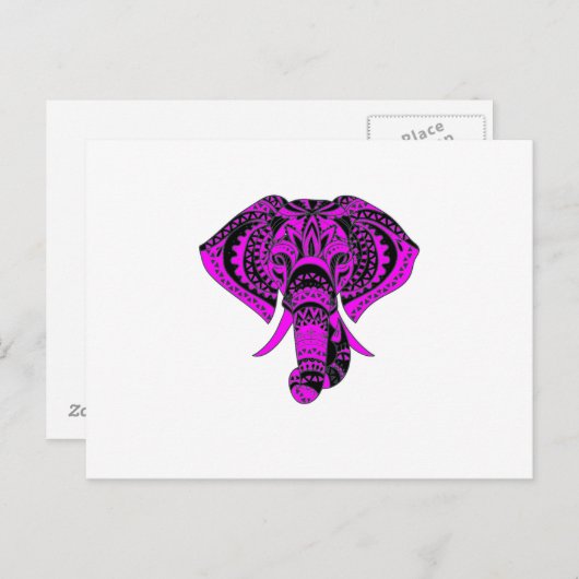 Paars Elephant Animal Briefkaart (Voorkant / Achterkant)
