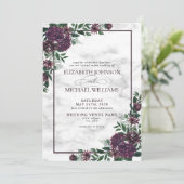 Paars Emerald Green Waterverf Marble Foto Kaart (Staand voorkant)