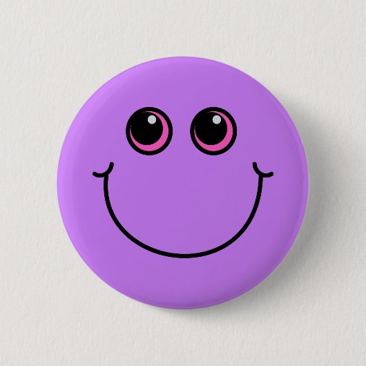 Paars Emoji Face glimlachen Ronde Button 5,7 Cm (Voorkant)