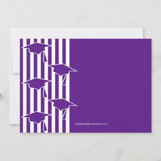 Paars en Afstudeerder Petten Afstuderen Uitnodigin Kaart (Achterkant)