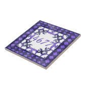 Paars en antraciet klein huisnummer tegeltje (Zijkant)