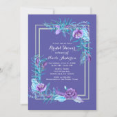 Paars en aqua bloemige bruidsdouche kaart (Voorkant)