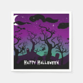 Paars en aqua haunted graveyard Halloween Servet (Voorkant)