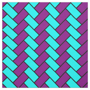 Paars en Aqua Herringbone Stof
