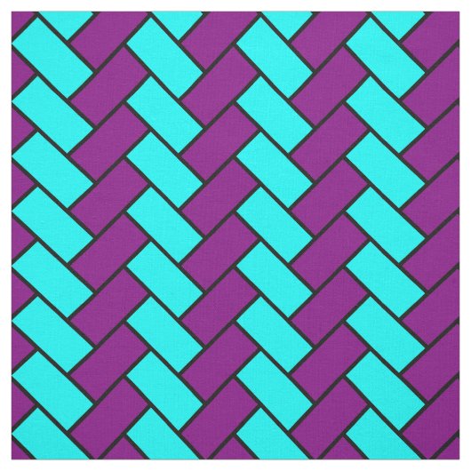 Paars en Aqua Herringbone Stof (Swatch)