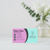 Paars en Aqua Modern Corporat Visitekaartje (Staand voorkant)