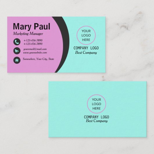 Paars en Aqua Modern Corporat Visitekaartje (Voorkant / Achterkant)