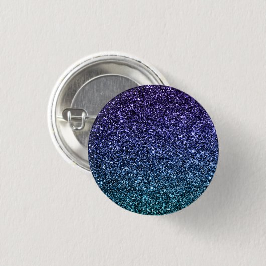 Paars en Aqua Ombre Faux Glitter Ronde Button 3,2 Cm (Voorkant /achterkant)