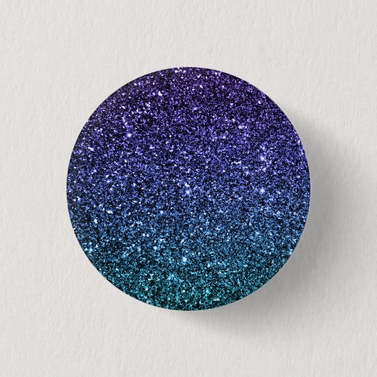 Paars en Aqua Ombre Faux Glitter Ronde Button 3,2 Cm (Voorkant)