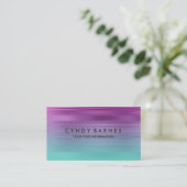 Paars en Aqua Stripe Visitekaartje (Staand voorkant)