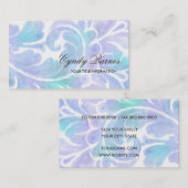 Paars en Aqua Waterverf Plume Visitekaartje (Voorkant / Achterkant)