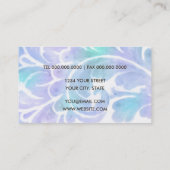 Paars en Aqua Waterverf Plume Visitekaartje (Achterkant)